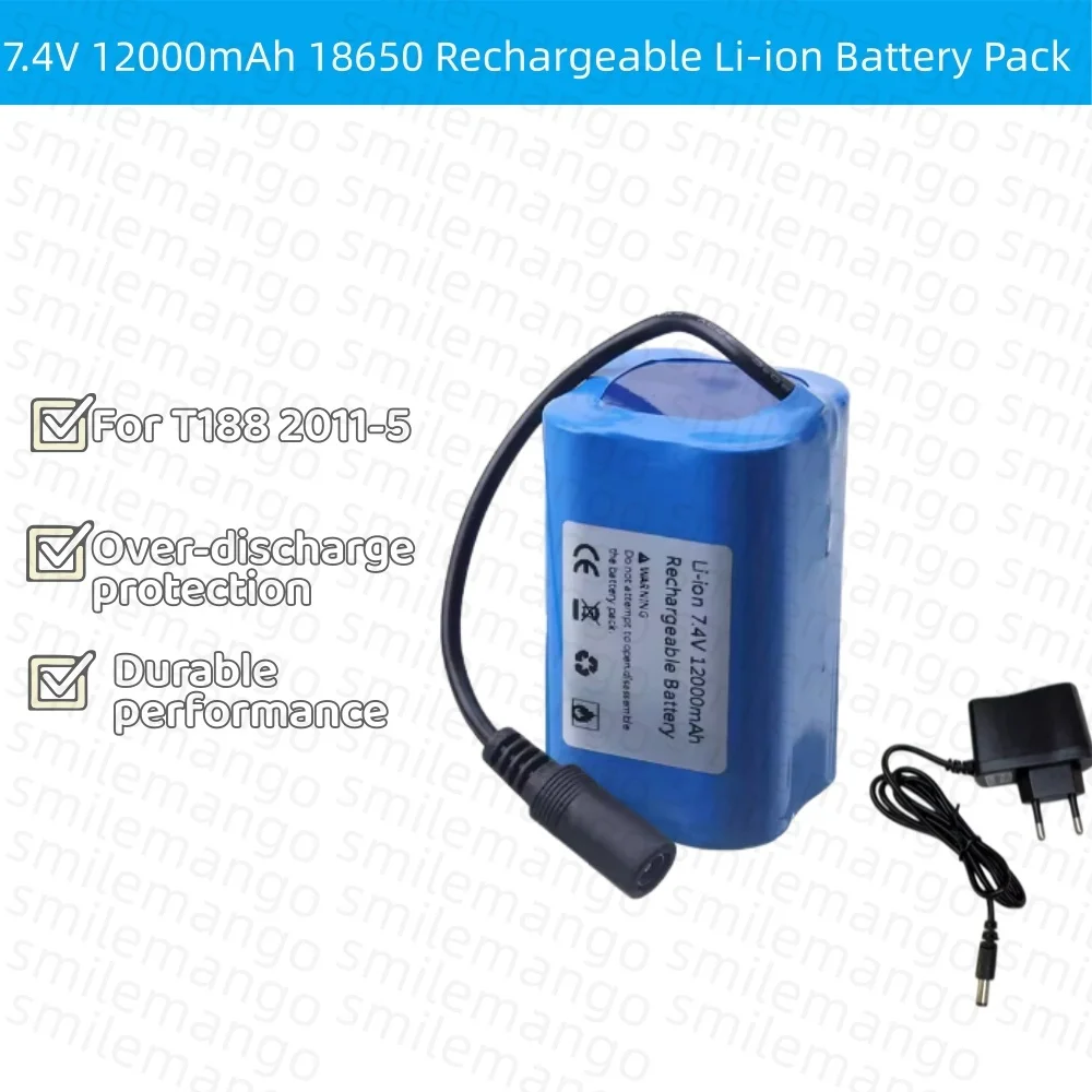 Fish Finder Charger - Batterie 7.4V 12000mAh avec chargeur USB